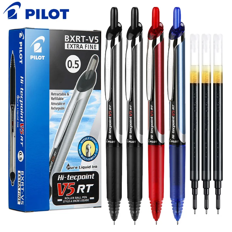 Bolígrafos de Gel PILOT Hi-Tecpoint Precise V5 RT Roller Ball, bolígrafo rodante de tinta líquida recargable y retráctil, escritura súper suave