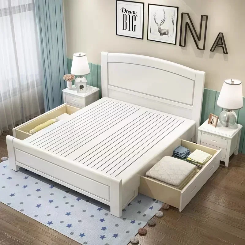 

Children Luxury Beauty Beds King Size Wood Storage Cheap Nordic Adults Beds Living Room Double Camas Dormitorio Home Furniture