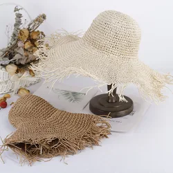 purity beach tassels Caps women women's hats for the sun summer hat Straw hat Bucket hat golf hat women uv protection solar hat