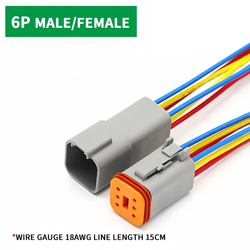 6 Pin DT04-6P DT06-6S Waterproof Connector with 15cm Cable - Heavy Duty Electrical Plug Socket for Car, Truck, Motorcycle & Boat T&I Online Store