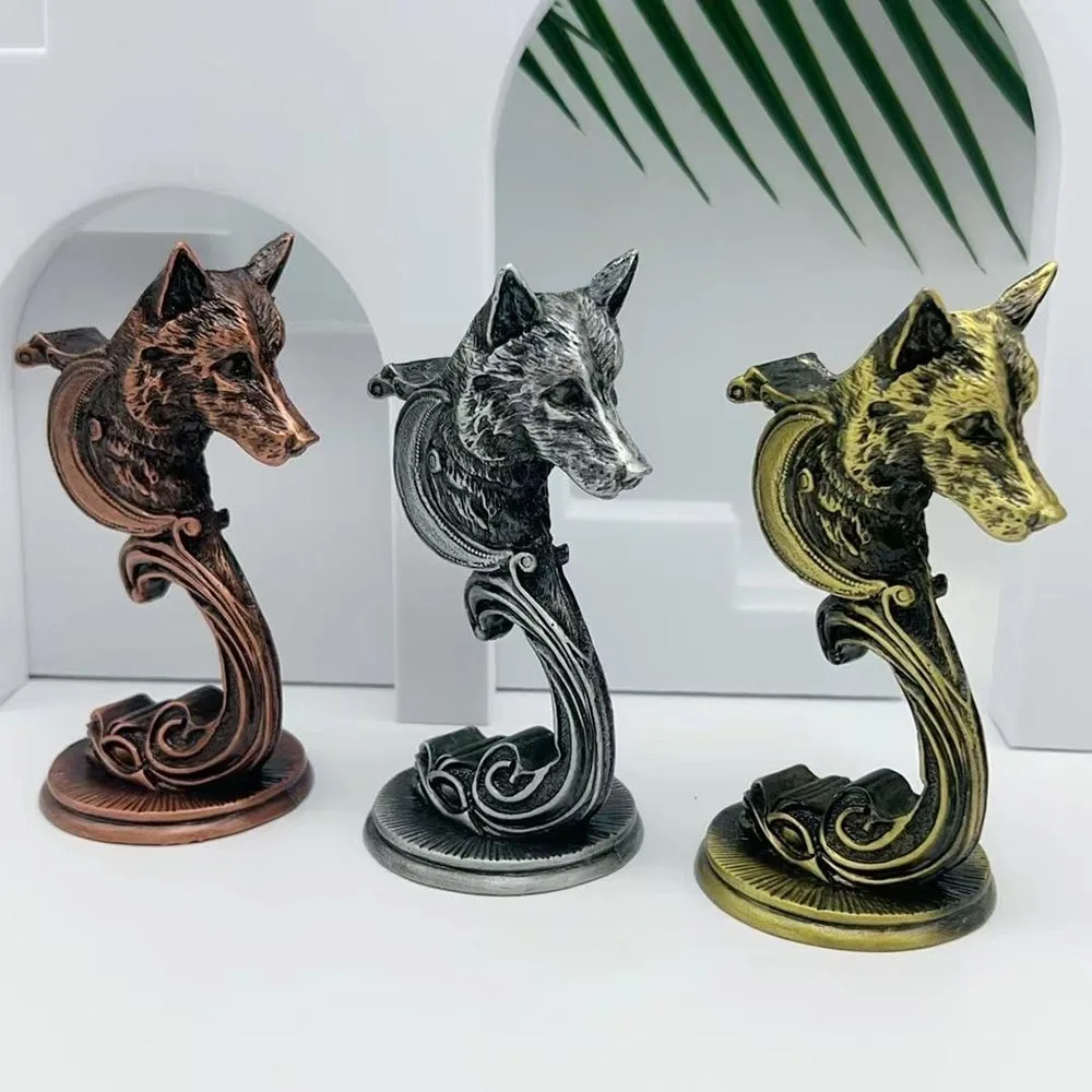 Wolf Head and Scrollwork Crystal Ball Stand Metal Figurine Display Base Sphere Holder Mineral Specimen Healing Stone Home Decor