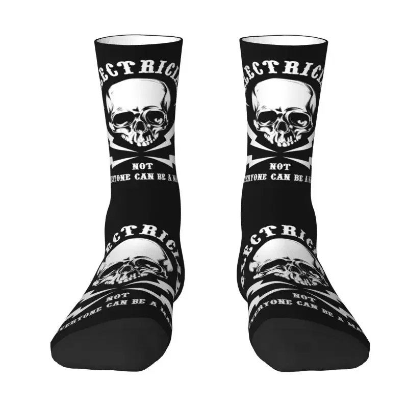 Funny Electrician Skull Gift Mens Crazy Crew Socks Unisex Cool 3D Printed Electrical Engineer Lineman Dress Socks