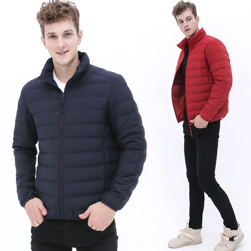 Mens Winter 80% White Duck Down Jackets Portable Ultra Light Male Stand Collar Jacket Outwear Down Coat DJ04