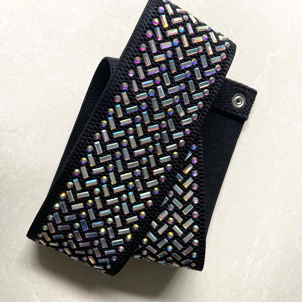 Cinturón nuevo de baile latino para mujer, negro, con diamantes de imitación, combina con todo, Samba, cadena de cintura con diamantes completos, accesorios de baile, cinturón para falda de baile