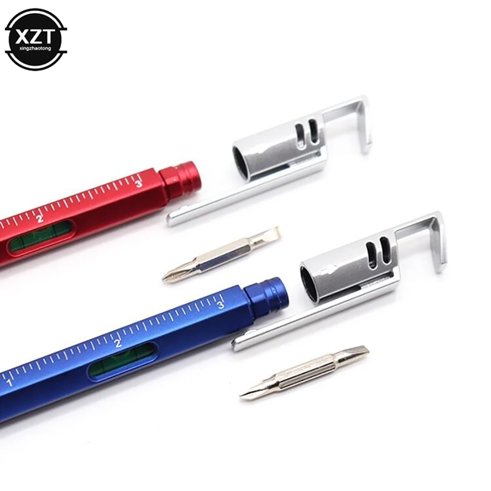 ปากกาลูกลื่นมัลติฟังก์ชั่น ไขควง ไม้บรรทัด ระดับวิญญาณสามารถใช้เป็นที่วางโทรศัพท์มือถือ อุปกรณ์สํานักงานของโรงเรียน