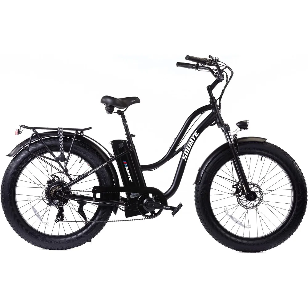 Beach Cruiser E-Bike 1050W Pack Watts Motor 48V/768WH Lithium Battery 26”x4.0