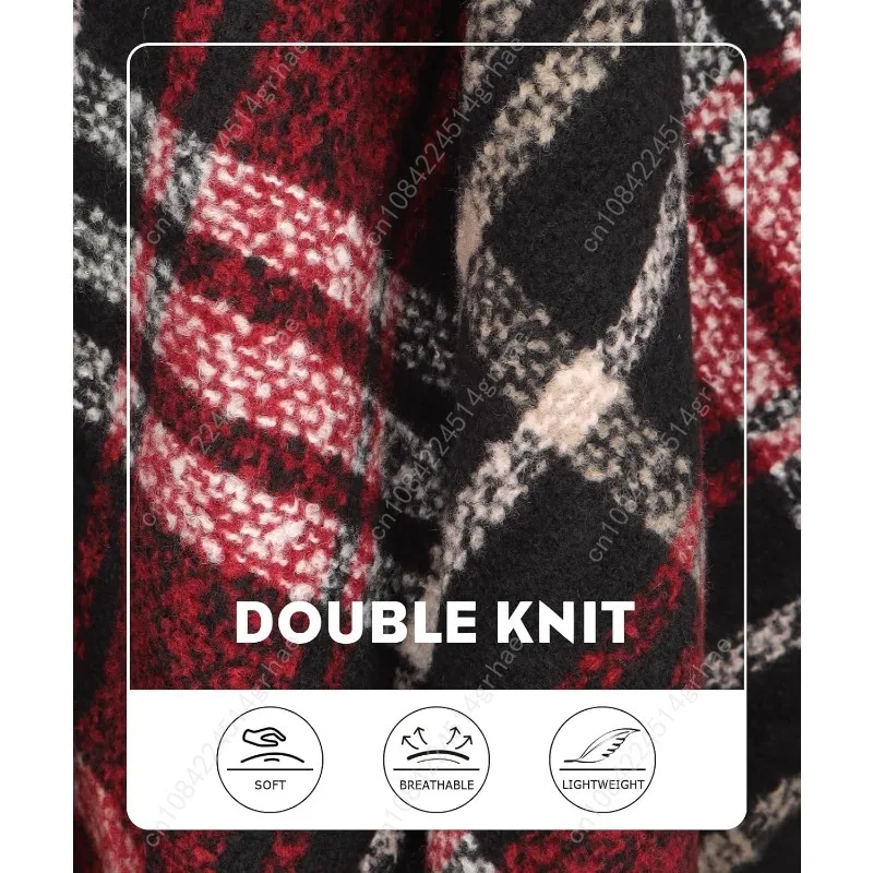 شال نسائي يلتف مفتوح من الأمام أثناء السفر، سترات منقوشة كبيرة الحجم دافئة، شالات صوفية غير رسمية #5