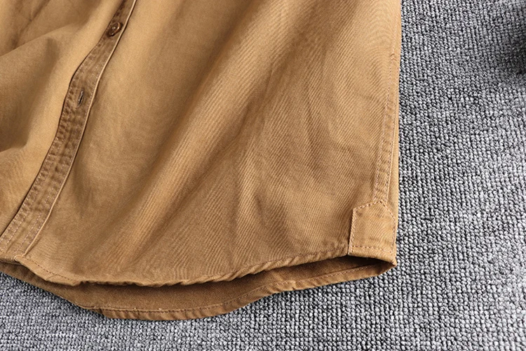Herbst neue 204 khaki retro waschen einfarbig arbeit hemd männer dreidimensionale tasche trend lose jacke – Detail 15