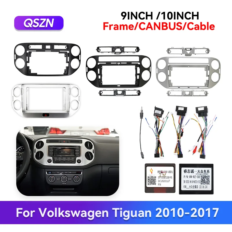 

2DIN QSZN Cable Harness For Volkswagen Tiguan 2014-2016 Car Radio Fascias Panel Multimedia Frame Canbus Adapter Player Faceplate