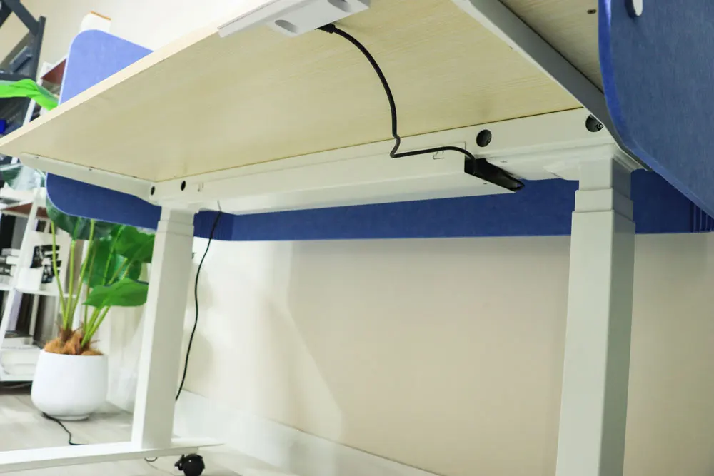 Low Price OEM Dual Motor Height Adjustable Electric Desk with Wheel Lift Mechanism Stand up Anti-collision Office Desks
