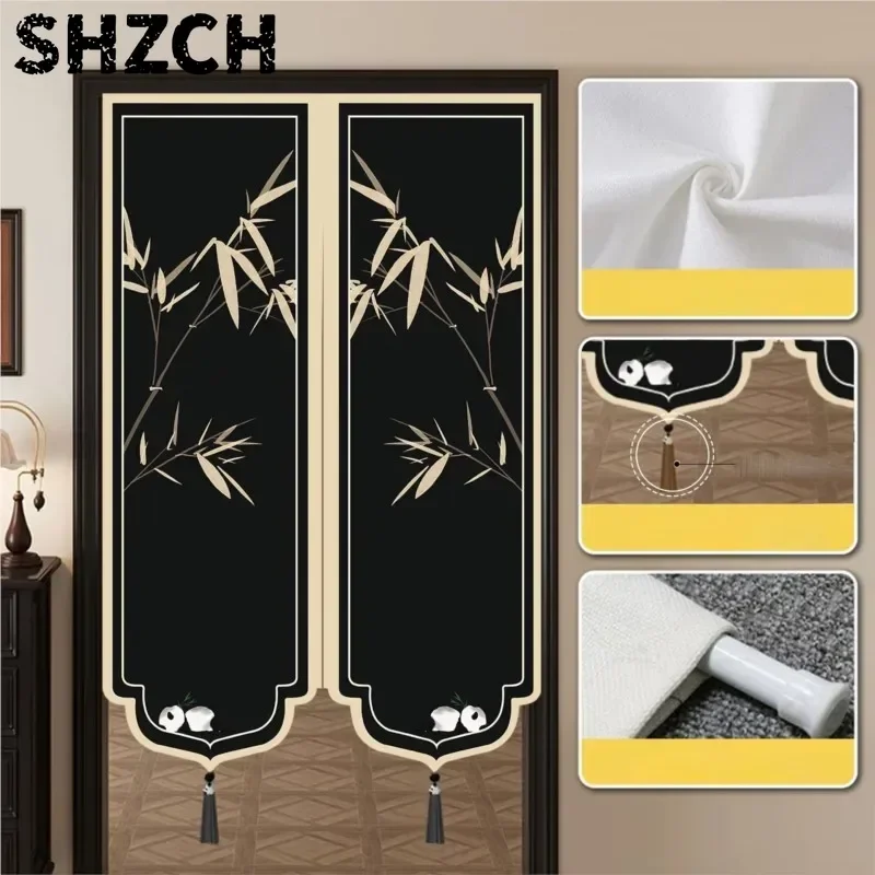 Chinese Style Special-shaped Door Decor Curtain Kitchen Bedroom Household Entrance Door No-drill Blocking Cloth Curtain ZG225