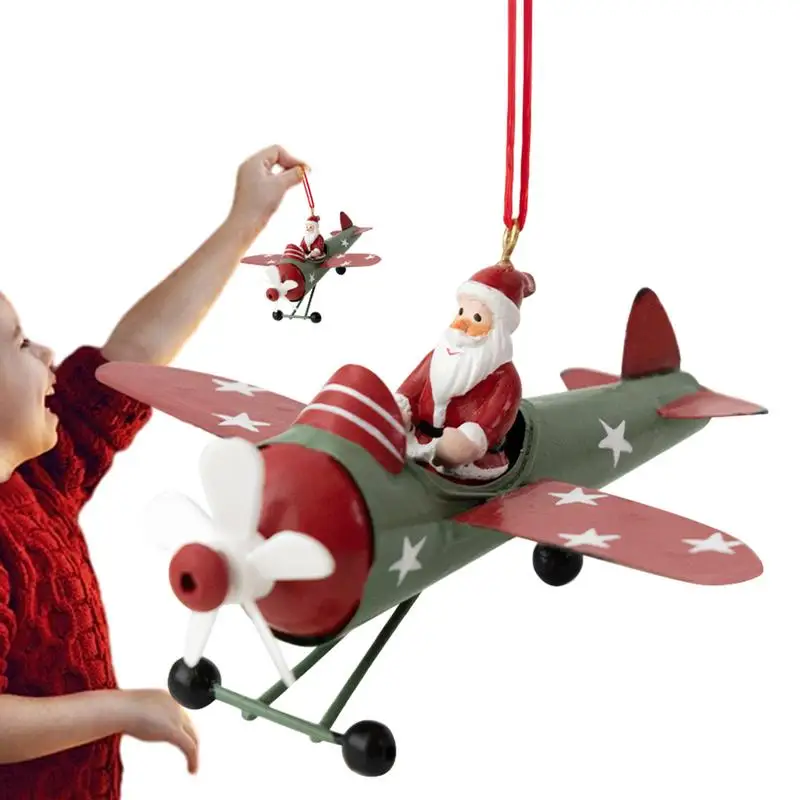 Avión volador de Papá Noel/muñeco de nieve, adornos navideños, juguetes colgantes para árbol de Navidad, decoración del hogar, regalo para niños