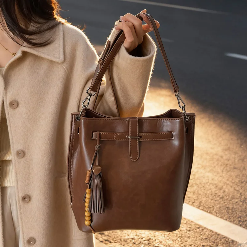 حقيبة يد فاخرة جديدة لعام 2025 للنساء، محفظة كتف كلاسيكية ذات سعة كبيرة من الجلد الطبيعي متعددة الاتجاهات، حقيبة عمل أنيقة عتيقة #2