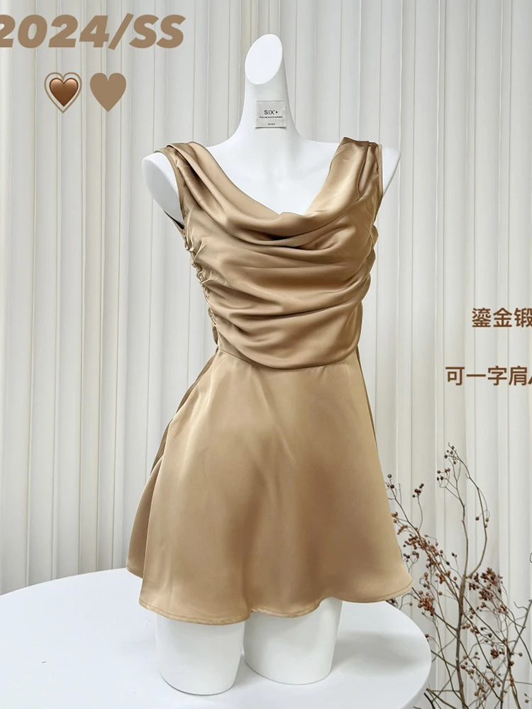 

Summer Old Money French Vintage Prom Gown Evening Mini Dress Women Sleeveless Frocks One-Piece Party Luxury Hot Sexy Coquette