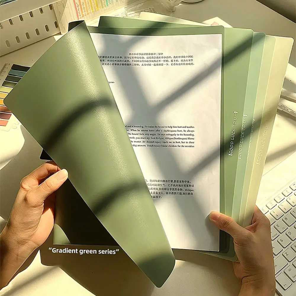 5PCS/Set PP A4 File Folder Rotating Side Open Gradient Color File Binder Loose Leaf Waterproof Test Paper Clamp School Office