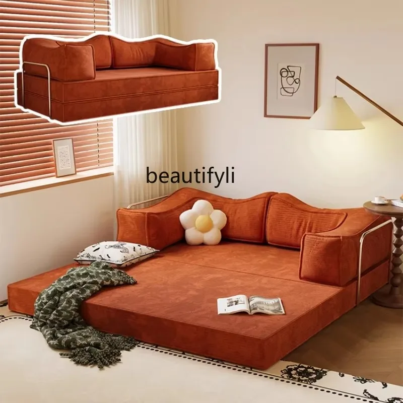 01A Sponge Compression Sofa Bed Foldable Two-in-One New Model Small Apartment Living Room Single Double Lazy Tatami