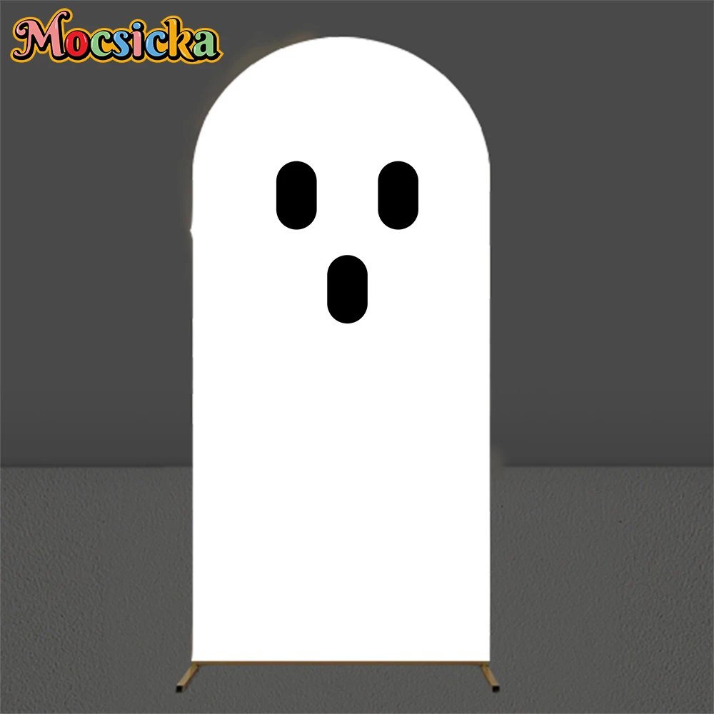 

Mocsicka Halloween Ghost Arch Backdrop Cover Children Kid Baby Shower Photo Arched Background Imp White Terror Party Decorations