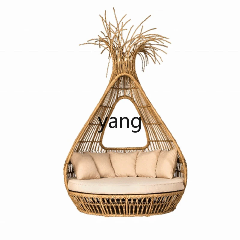 L'm'm Outdoor Rattan Recliner Courtyard Bird Cage Floor Rattan Chair Beach Chair