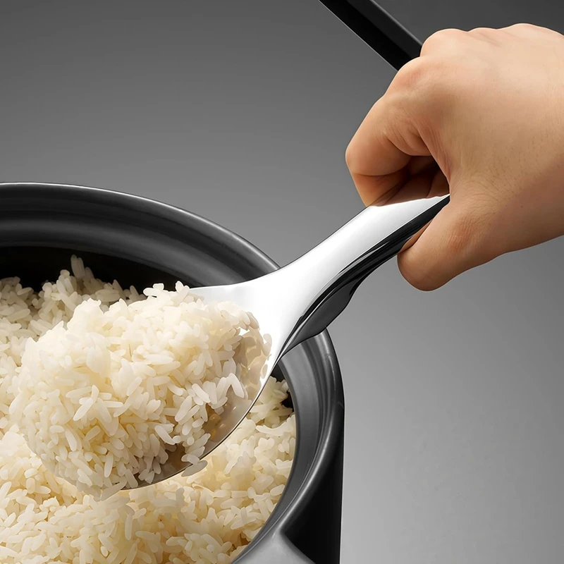 Stainless Steel Rice Paddle, Non-Stick, Ergonomic Handle, Stand-Up Design, Multipurpose 7.9-Inch Retail