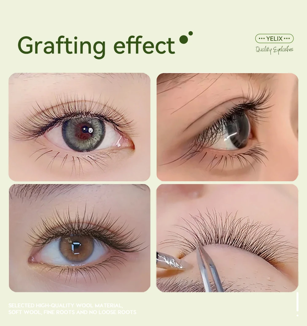 Yelix 2D-Y Fox Wimpernverlängerungen Asymmetrisch Lang Kurz Gemischte Längen Tray Sofortige Flache Basis Großhandel für Wimpernsalons – Detail 9
