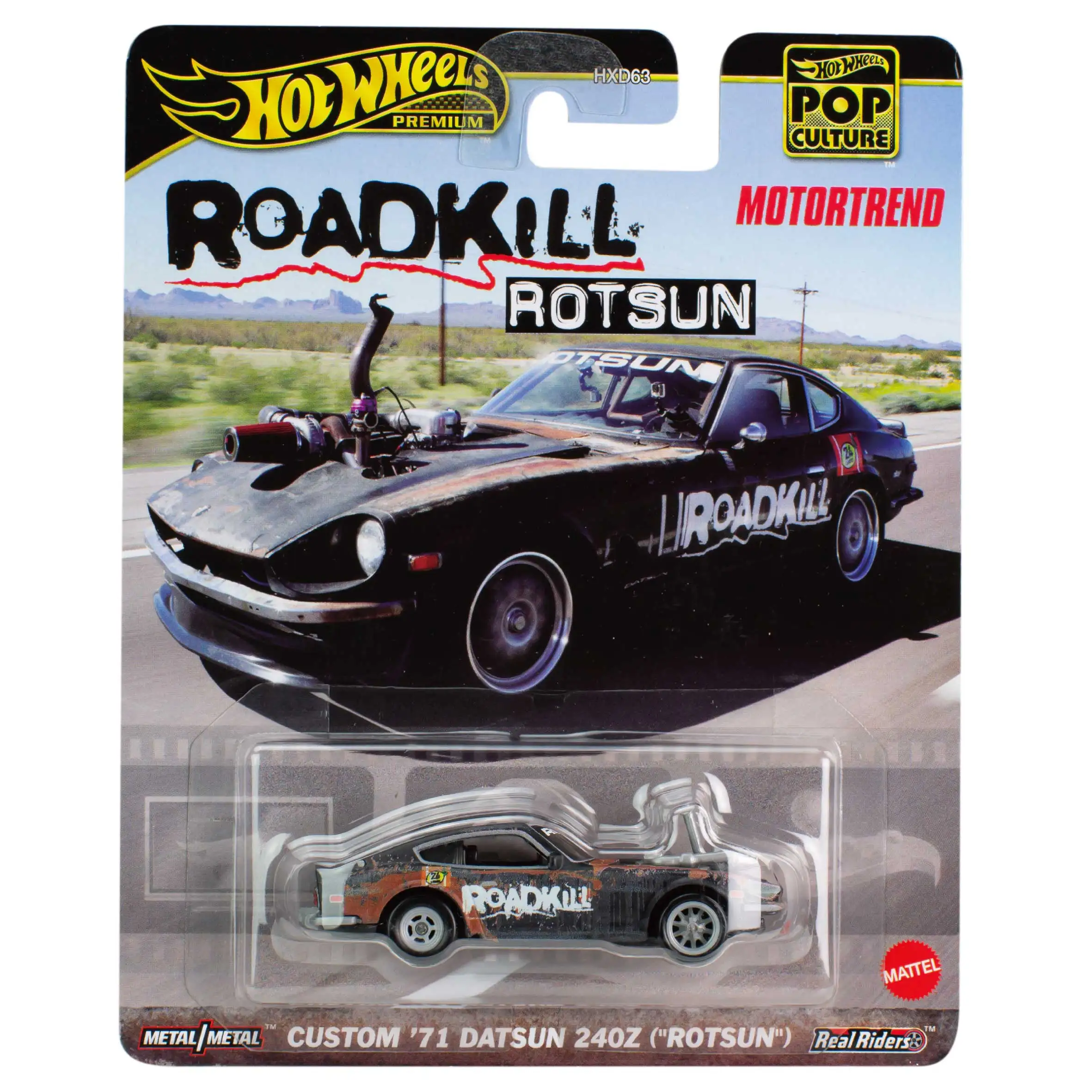 

Original Hot Wheels Premium Car Pop Culture Custom 71 Datsun 240Z Rotsun Boys Toys 1/64 Diecast Roadkill Motorend Birthday Gift