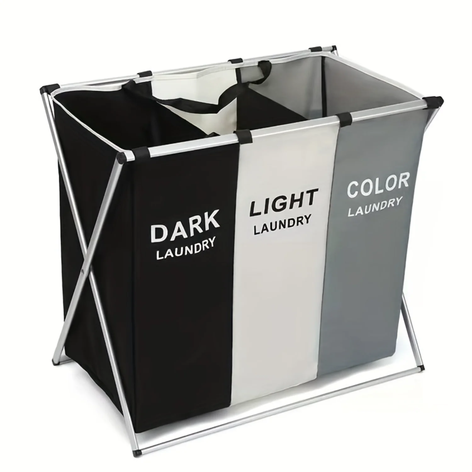 

Large Capacity 3-Color Waterproof Oxford Laundry Sorter with Aluminum Frame - Foldable and Durable Dirty Clothes Organizer for H