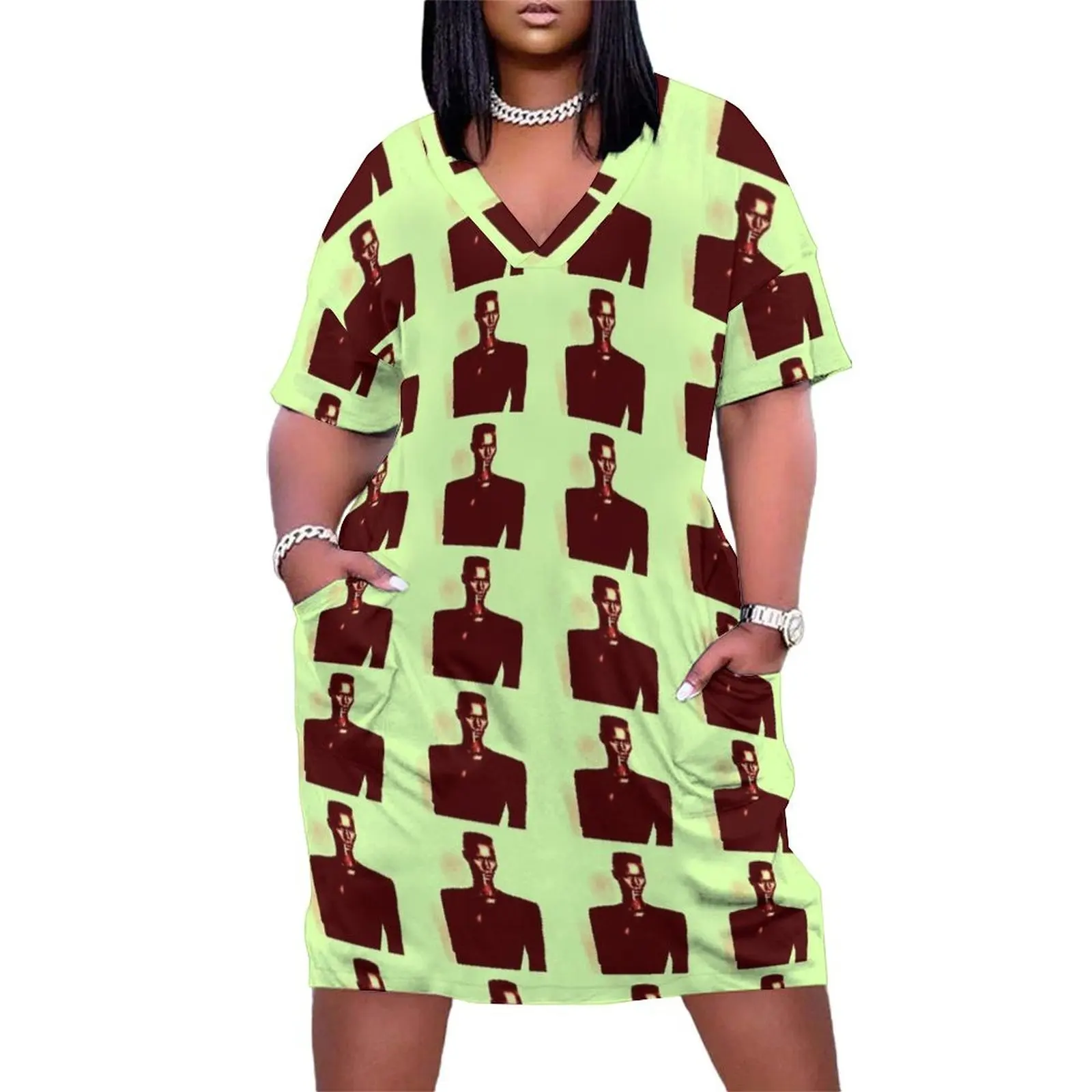 

Grace Jones pop art print Loose Pocket Dress women dress african dresses for woman