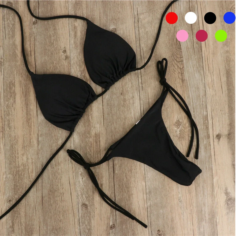 

Neck Strap Bikini Sexy Swimsuit Women's Split Strap Adjustable Swimsuit Set Multicolor Three Point Sexy Swimwear Bikinis Set