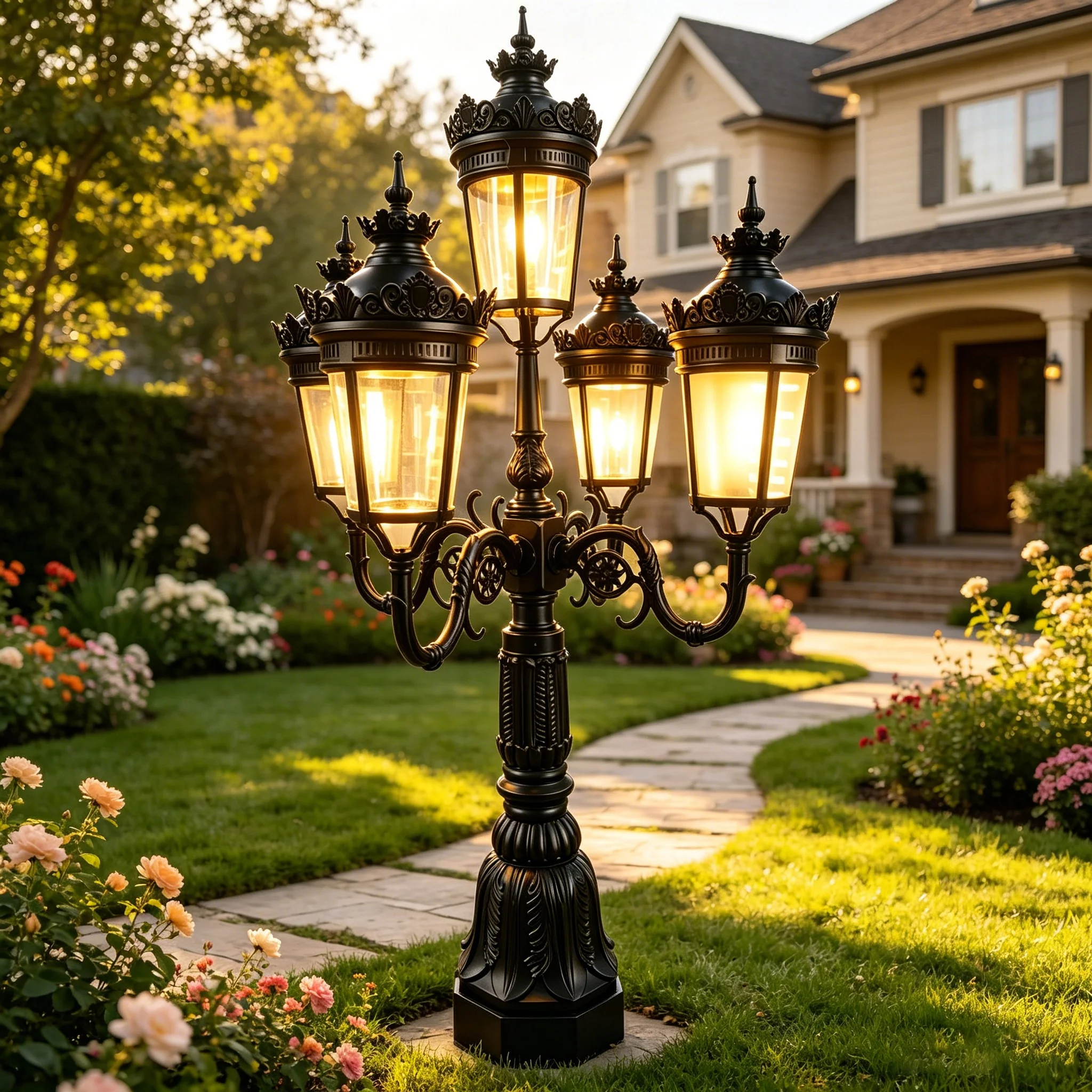 European Retro Waterproof Outdoor Hotel Villa Entrance Courtyard Electric  Garden Pillar Light Landscape Garden Decorative Light