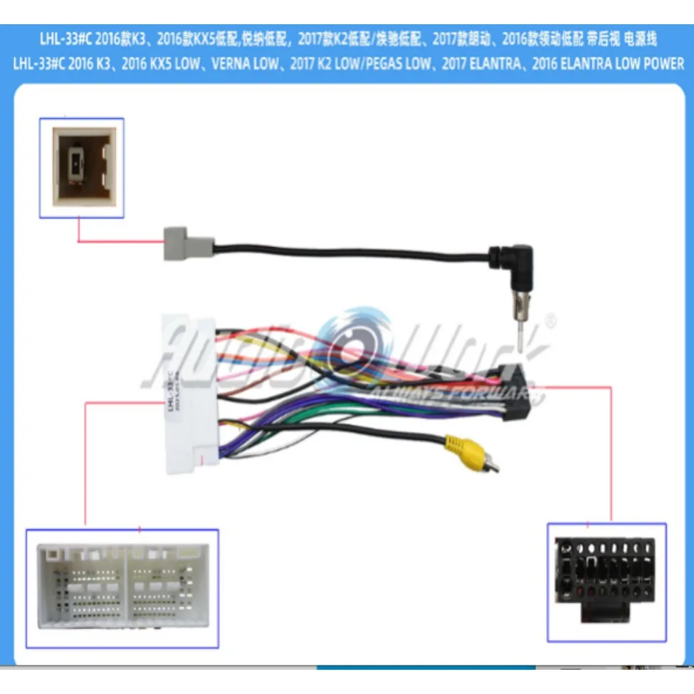 For Kia K3 2016 KX5 2016 Verna K2 Pegas Elantra 2016-2017 Car Radio Wiring Harness Low Version
