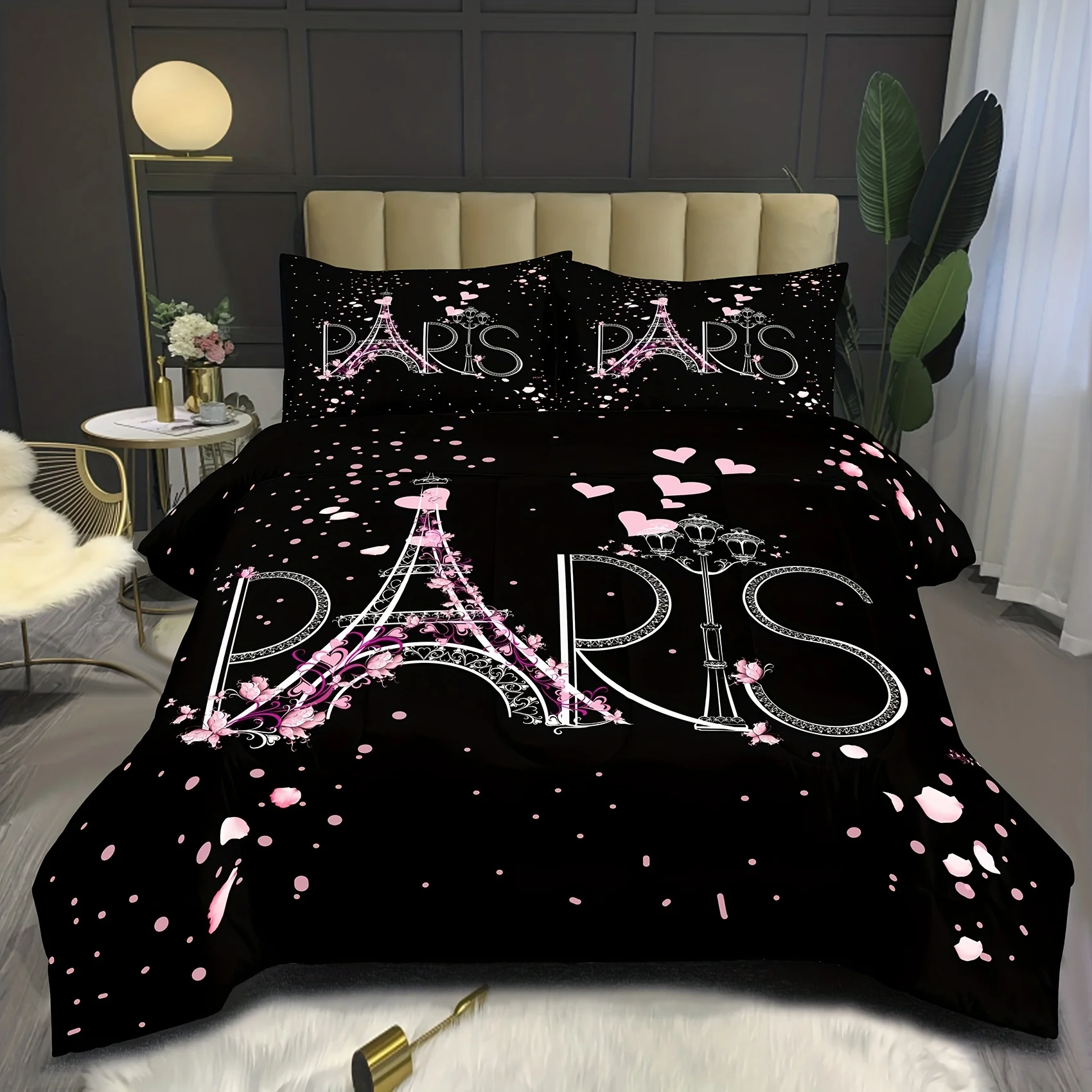 

Eiffel Tower Print Washable Microfiber Bedding Set Soft Comfortable Duvet Cover For Bedroom1*Duvet Cover +2*Pillowcase