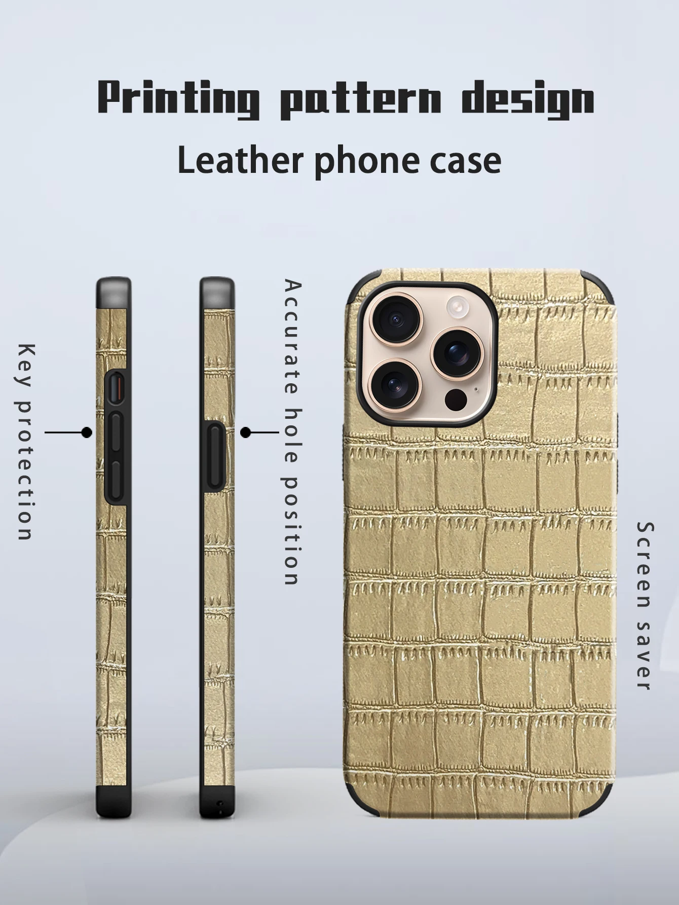 1, schwarze Anti-Fall- und stoßfeste Leder-Handyhülle mit Krokodilmuster, Sound-Design und Ledertechnologie, geeignet