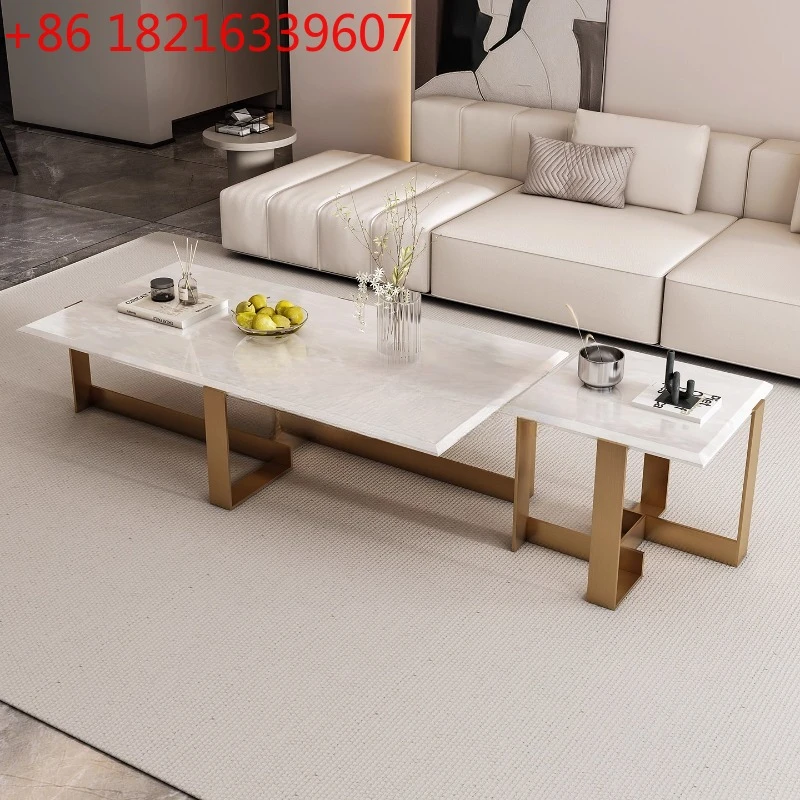 

Natural luxury stone coffee table household minimalist light luxury living room rectangular coffee table
