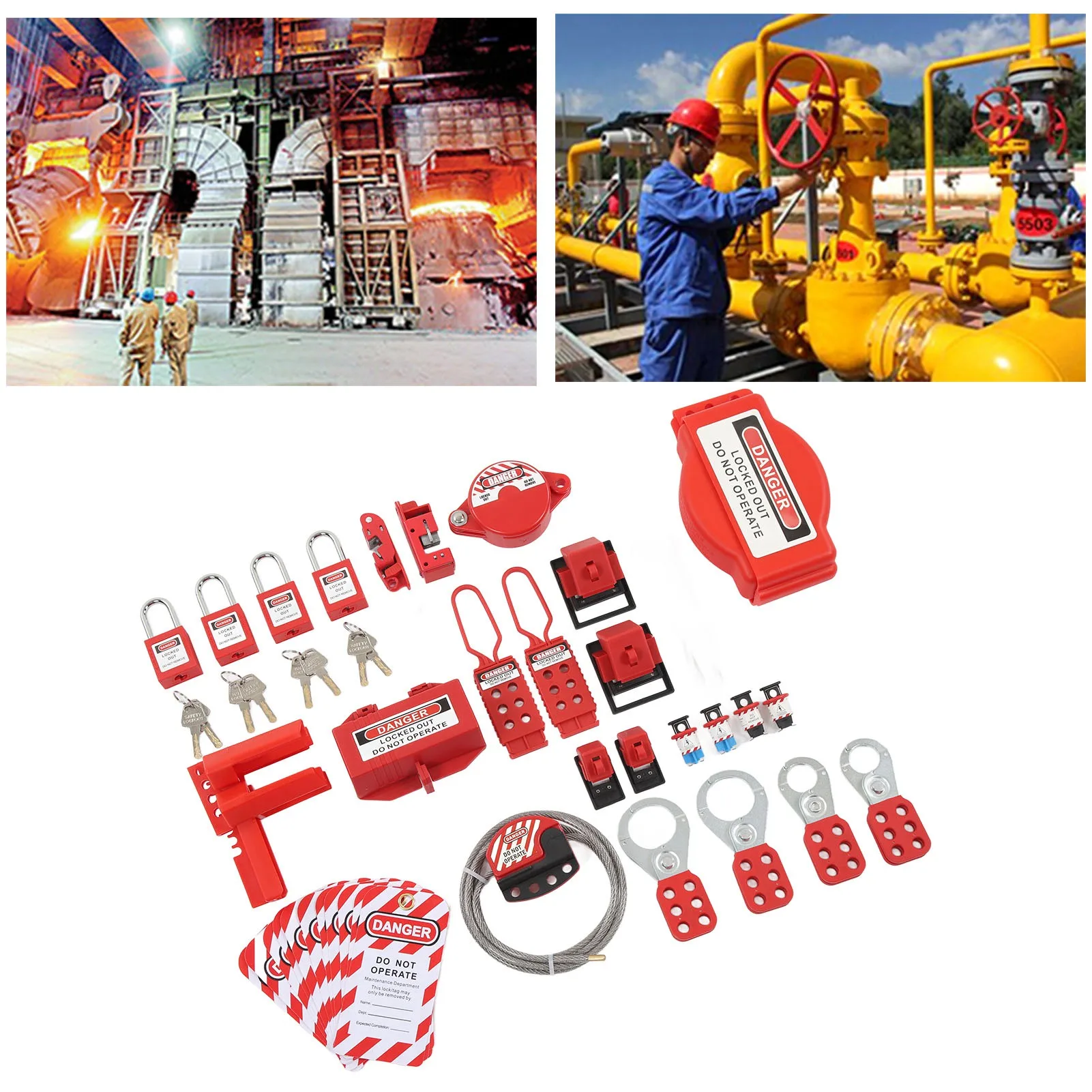 

Security Padlocks Kit Good Insulation Lockout Tagout Combination Set ABS Plastic Shell for Parts Processing Factory