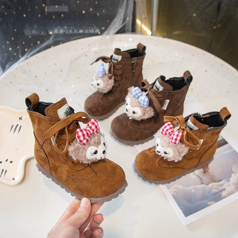 

Kids'Casual Boots Snow Boots Cartoon ShellieMay Bow Winter Shoes For Girls Anti-slip Warm Khaki Brown Shoes Size 26-36
