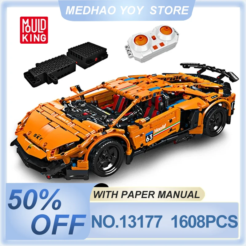 

MOULD KING 13177 MOC 1:10 Technical Super Sports Car Hypercar Model Building Blocks Bricks Puzzle Toys Christmas Gifts For Kids