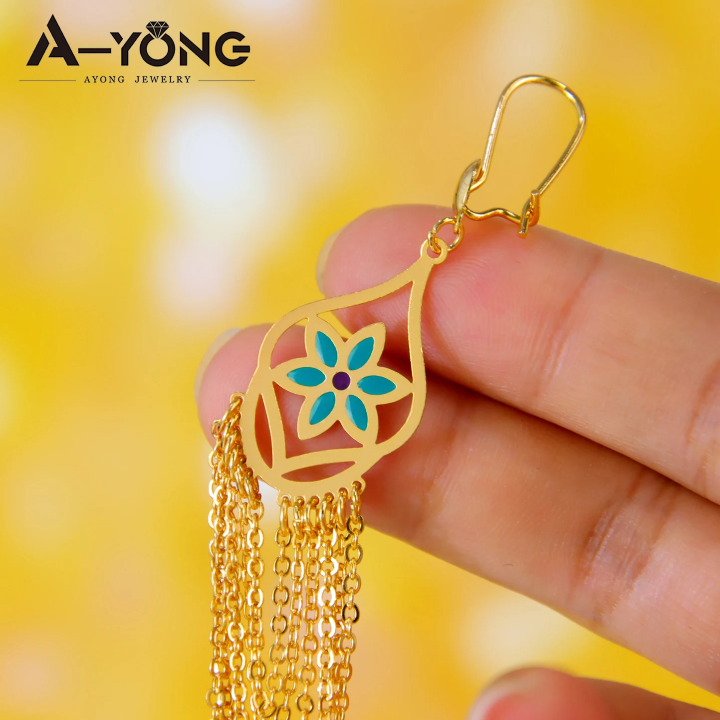 Bohemian Tassel Dangle Long Earrings for Women 21k Gold Plated Italian Lady Fashion Drop Earring Algerian Dubai Wedding Jewelry