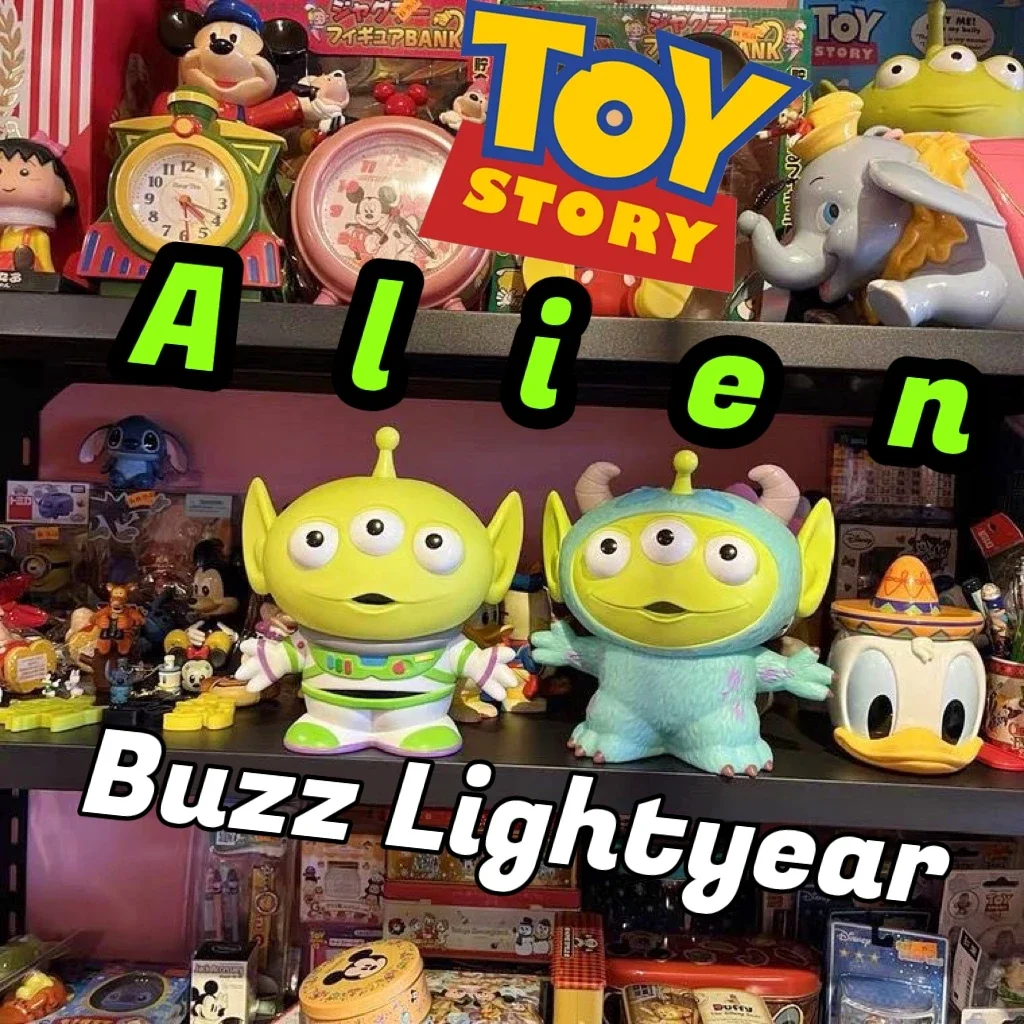 Disney Cute Toy Story4 Alien Buzz Lightyear Monster Inc  Anime Piggy Bank Figure Model Statue Toy Kawaii Doll Kids Birthday Gift