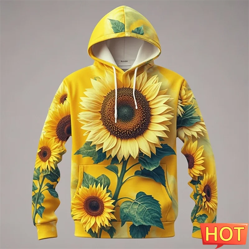 

Autumn 3D Yellow Sunflower Printing New In Hoodies & Sweatshirts Kid Funny Streetwear Hooded Hoody Women Fashion Pullovers Tops