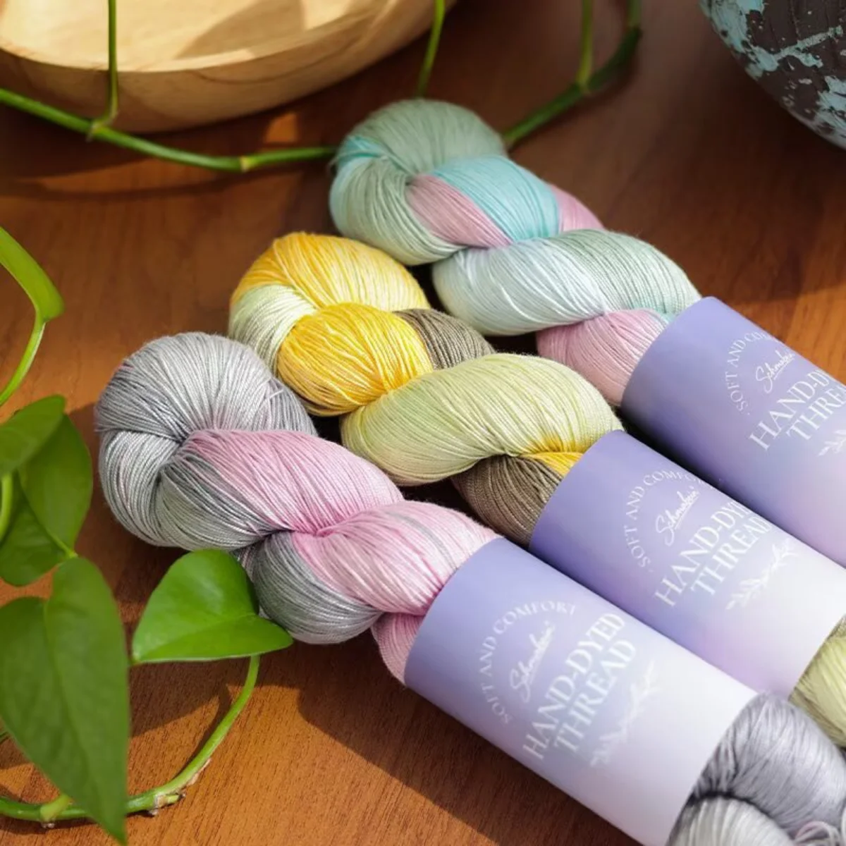 1pc Hand-Dyed Gradient Silk Lace Yarn Comfortable Soft Breathable Not Moisture-Proof for DIY Crafts Home Decor
