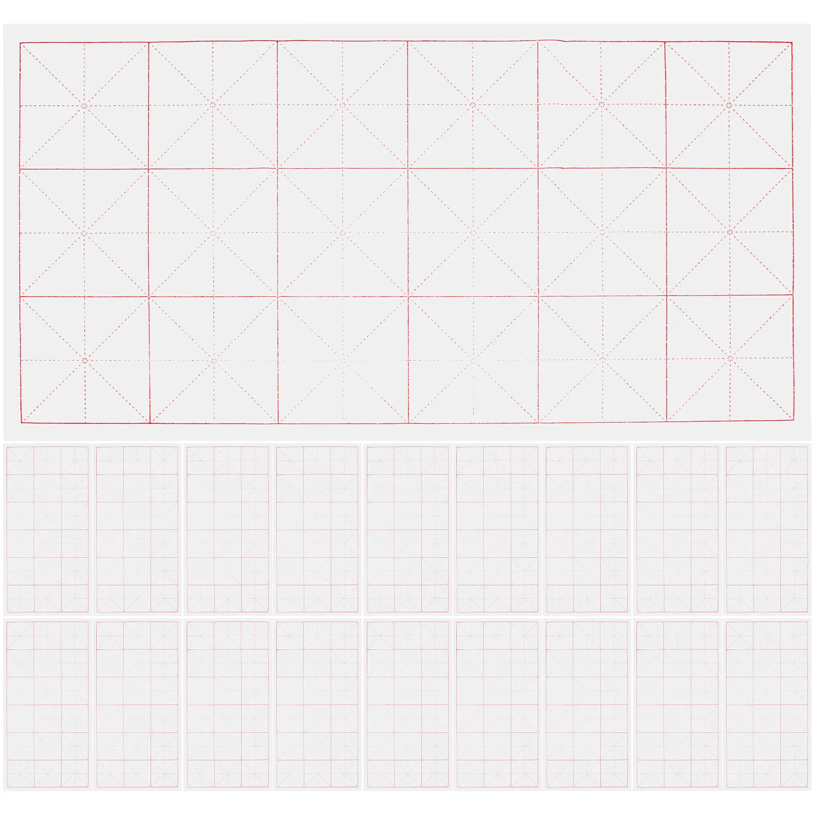 

50Pcs Traditional Xuan Paper for Chinese Japanese Calligraphy Grid Layout Practice Sheets Semi-Raw Texture Sturdy Bamboo Pulp