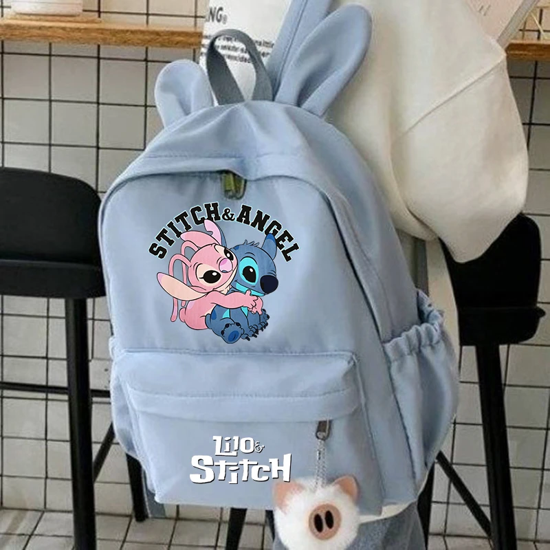 Disney-mochila de lona de Lilo Stitch para chica adolescente, Bolsa Escolar de gran capacidad, bolsa de viaje