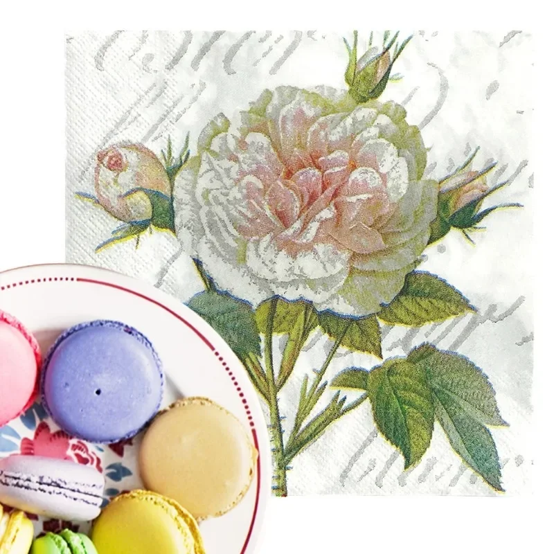 ورق لب خشب زهري ، منقوش مطبوع بدرجة غذائية ، مفارش ، فوط مربعة ، 2 طبقة ، 33 × 33 ، جديد ، 20 وردي