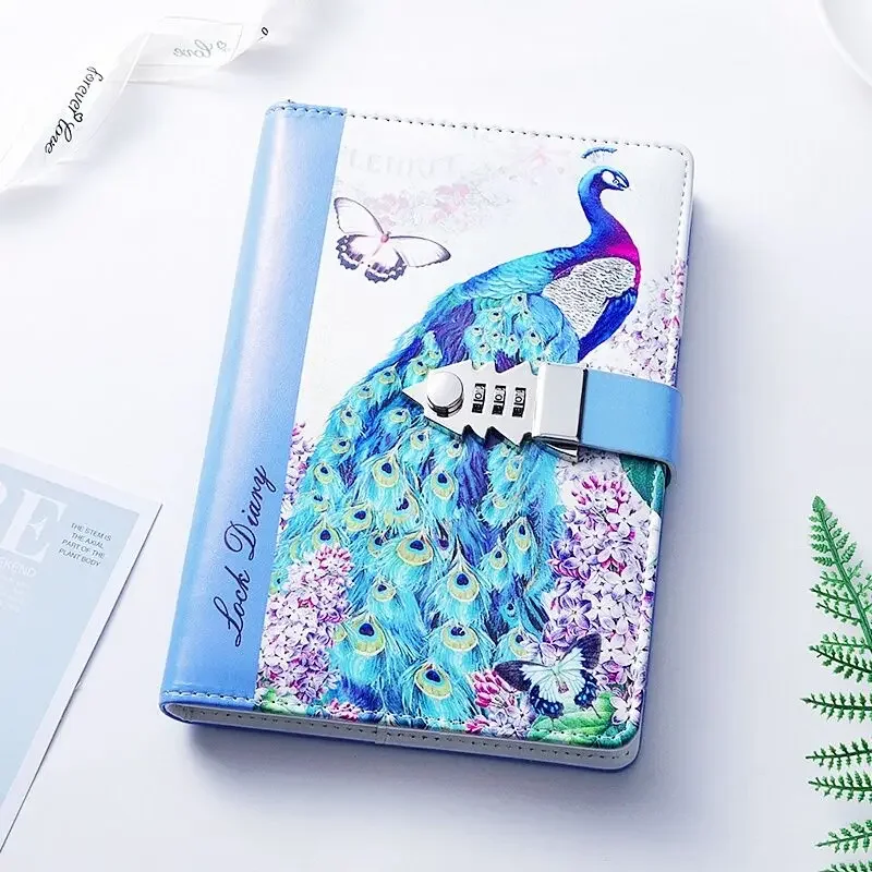 New A5 Password Notebook Cute Cartoon Child Personal Diary with Lock Code Thick Notepad Pu Leather Office School Supplies Gift