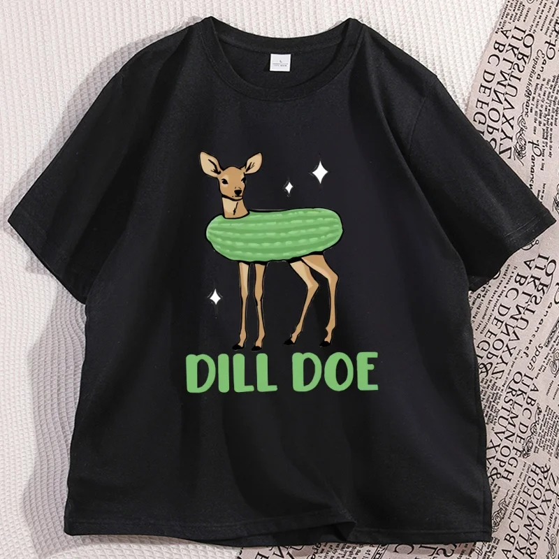 Dill Pickle T Shirt Dill Doe Tee Funny Pickle Lover Dark Humor T-Shirt Trendy  Loose Fit Short Sleeve Streetwear Tee Clothing