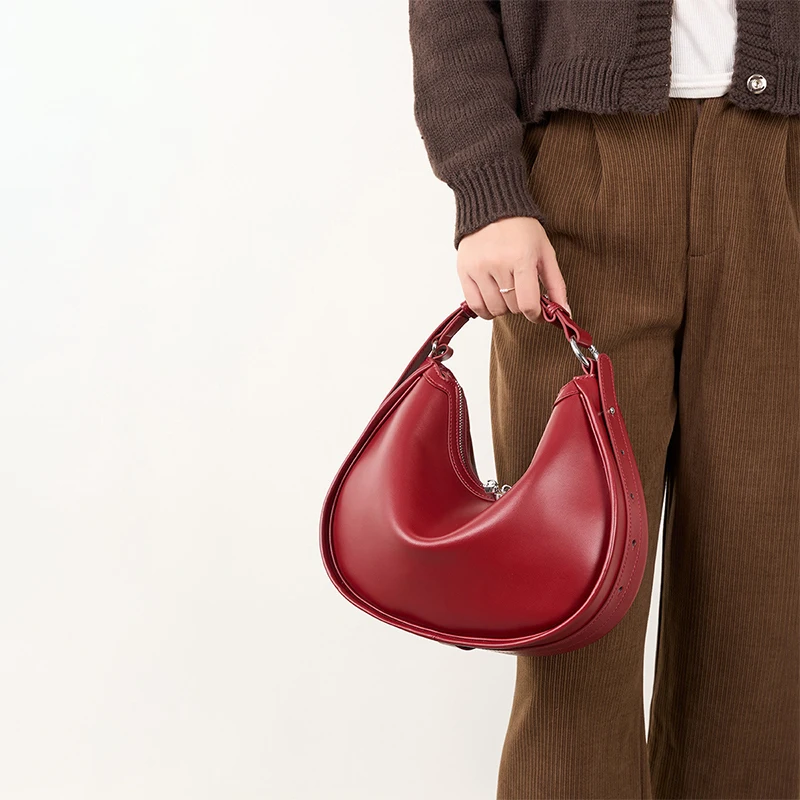 Pure Split Cowhide Leather Women's Hobos Underarm Bag For Ladies Soft Shoulder Crossbody Bag Luxury Female Designer Wholesale
