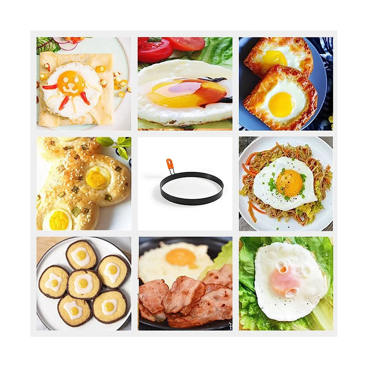 8-дюймовое блинное кольцо из нержавеющей стали, кольцо для омлета с силиконовой изоляцией, круглое кольцо для яиц, формы с масляной кистью
