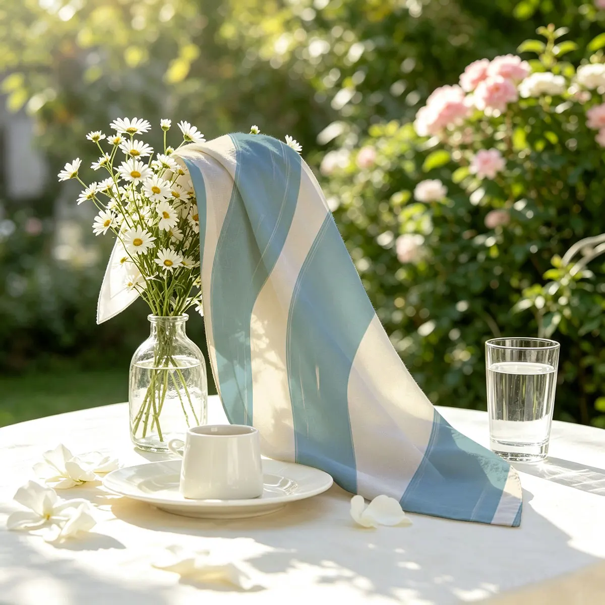 Wavy Blue Lines Bandana Paisley Headbands Hip Hop Kerchief Outdoor Unisex Headband Wrist Wraps Face Mask Handkerchief view 3