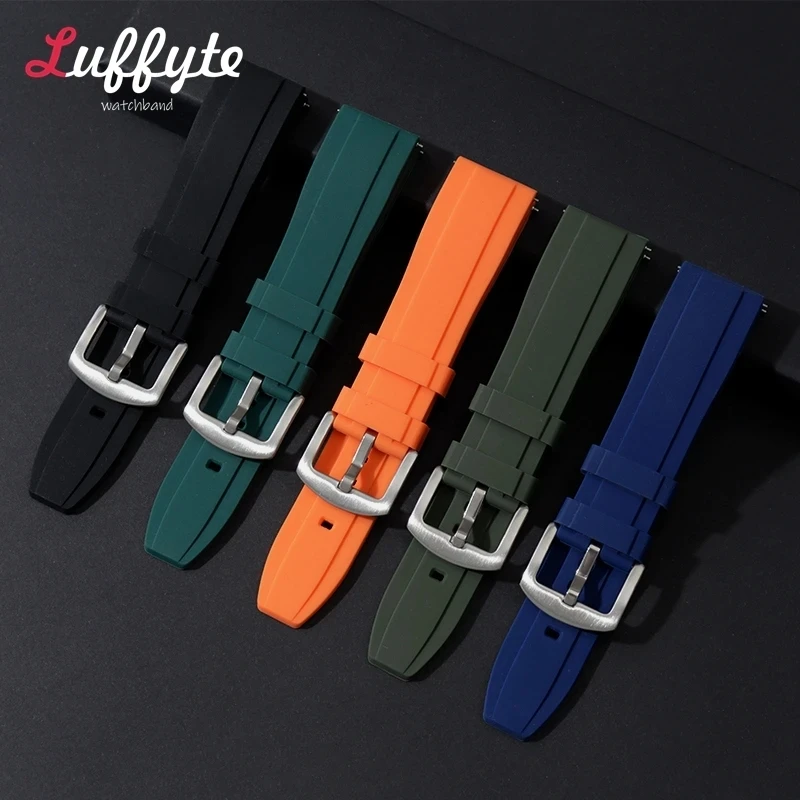Fashion Silicone Strap 20mm 22mm Quick Relase Watchbands with Steel Buckle Watch Accessories Smartwatch Rubber Watchband image 6