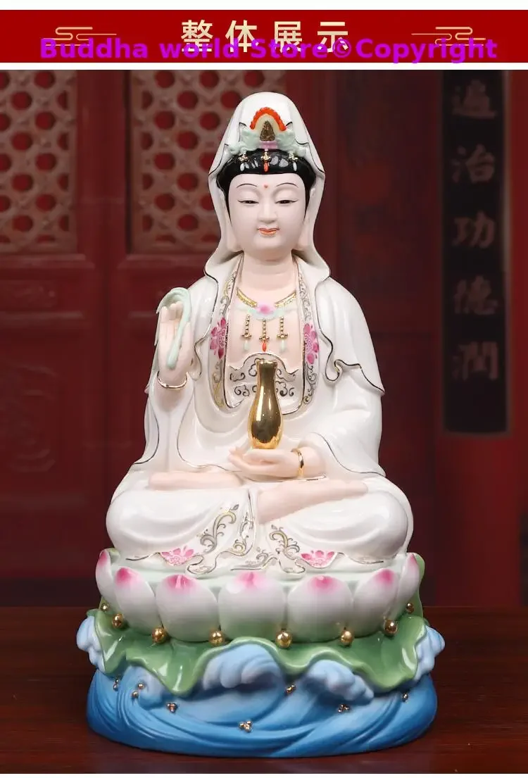 5A + Asia Royal jade Porcelain GUAN YIN Goddess bodhisattva God Buddha statue HOME SHOP Bring good luck Bless safety statue